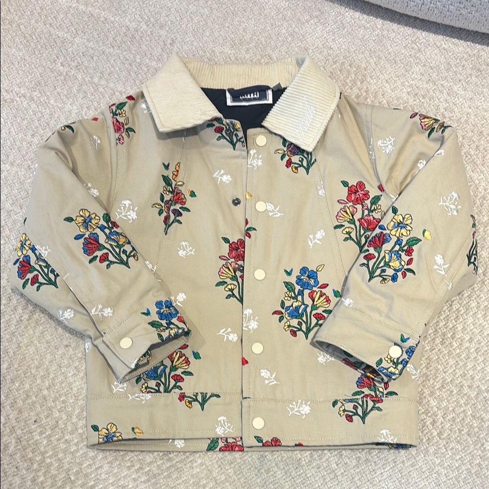 Kith Kids Floral Embroidered Jacket with Cream Corduroy Collar